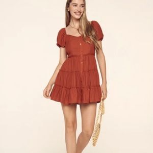 burnt orange peasant dress (small)